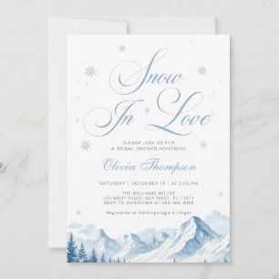 Blauwe Winter Sneeuw in Love Bruidsuitnodiging Kaart