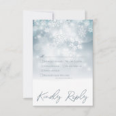 Blauwe Winter Sneeuw Modern Huwelijksdiner RSVP Kaartje (Voorkant)