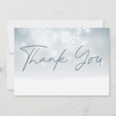 Blauwe Winter Sneeuw Moderne Bruiloft Bedankkaart (Voorkant)