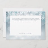 Blauwe Winter Sneeuw Moderne Bruiloft Bedankkaart (Achterkant)