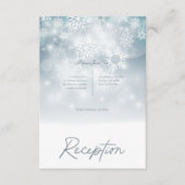 Blauwe Winter Sneeuw Moderne Receptie Bruiloft Informatiekaartje (Voorkant)