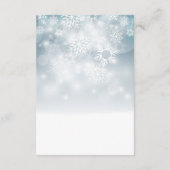 Blauwe Winter Sneeuw Moderne Receptie Bruiloft Informatiekaartje (Achterkant)