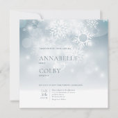 Blauwe Winter Sneeuw Moderne Vierkante Bruiloft Kaart (Voorkant)