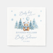 Blauwe Winter Sneeuw Teddy Bear Baby Boy Douche Pa Servet (Voorkant)