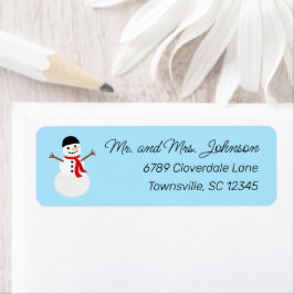 Blauwe Winter Sneeuwman Vakantie Retouradres Etiket