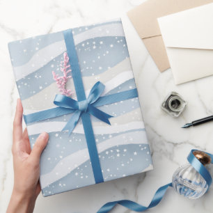 Blauwe Winter Sneeuwval Golf Gepersonaliseerd Patr Cadeaupapier