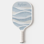 Blauwe Winter Sneeuwval Golfslag Personalized Patr Pickleball Paddle (Achterkant)