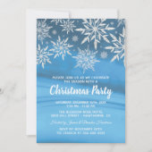 Blauwe Winter Sneeuwvlok Kerstvakantie Feestje Kaart (Voorkant)