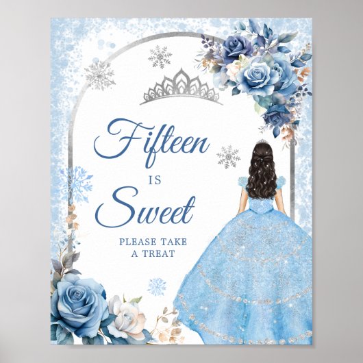 Blauwe Winter Sneeuwvlok Mis Quince Fifteen is zoe Poster (Voorkant)