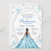 Blauwe Winter Sneeuwvlok Prinses Quinceanera Kaart (Voorkant)