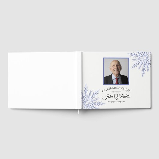 Blauwe Winter Sneeuwvlok Viering van het Leven Mem Gastenboek (Volledig)