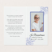 Blauwe winter sneeuwvlokken begrafenis gebed visitekaartje (Buitenkant ongevouwen)