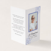 Blauwe winter sneeuwvlokken begrafenis gebed visitekaartje (Buitenkant)