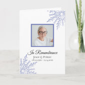 Blauwe winter sneeuwvlokken begrafenisdienst gevou programma (Voorkant)