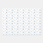 Blauwe Winter Sneeuwvlokken Kerstbomen Inpakpapier Vel (Voorkant 2)