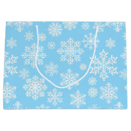 Blauwe Winter Sneeuwvlokken Kerstpatroon Groot Cadeauzakje