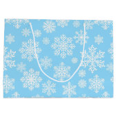 Blauwe Winter Sneeuwvlokken Kerstpatroon Groot Cadeauzakje (Achterkant)