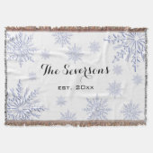 Blauwe Winter Sneeuwvlokken op Wit Deken (Voorkant)