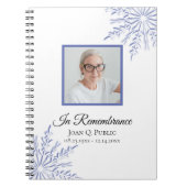 Blauwe Winter Sneeuwvlokken Viering van het Leven  Notitieboek (Voorkant)