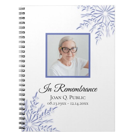 Blauwe Winter Sneeuwvlokken Viering van het Leven  Notitieboek (Voorkant)