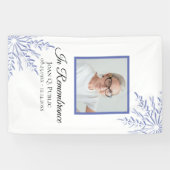 Blauwe Winter Sneeuwvlokken Viering van het Leven Spandoek (Horizontaal)