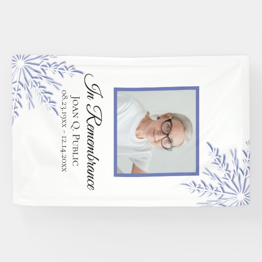 Blauwe Winter Sneeuwvlokken Viering van het Leven  Spandoek (Horizontaal)