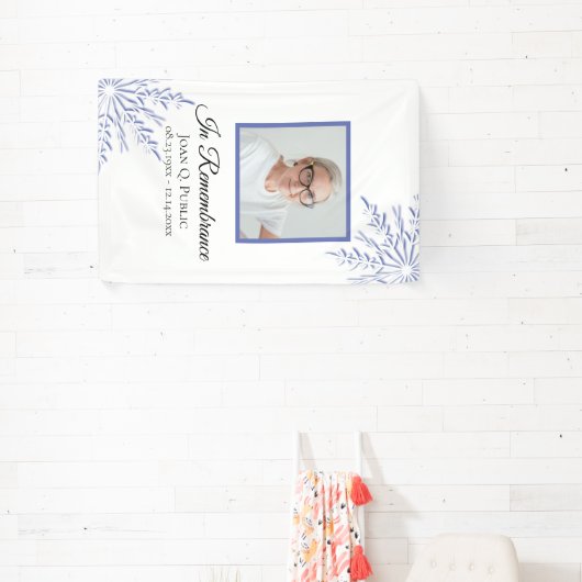 Blauwe Winter Sneeuwvlokken Viering van het Leven  Spandoek (Insitu)