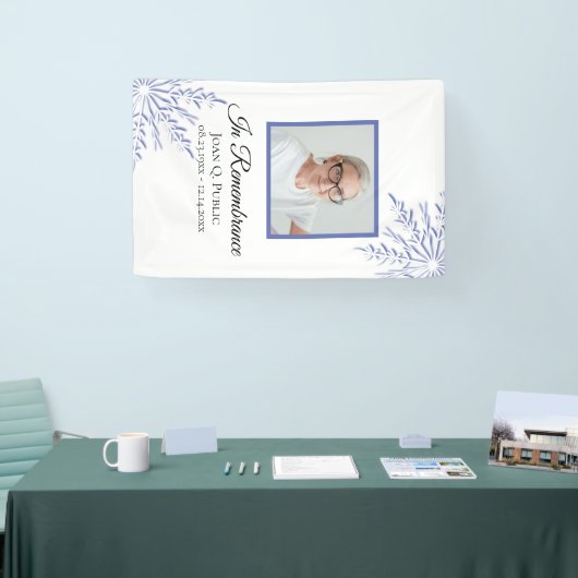 Blauwe Winter Sneeuwvlokken Viering van het Leven  Spandoek (Beurs)