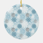 Blauwe winter Snowflake Baby's eerste Kerstmis Keramisch Ornament (Achterkant)