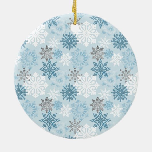Blauwe winter Snowflake Baby's eerste Kerstmis Keramisch Ornament (Achterkant)