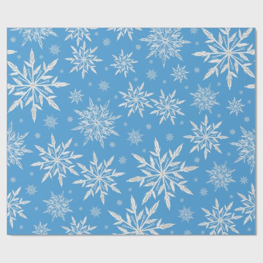 Blauwe winter Snowflake Kerstmis Cadeaupapier (Vlak)