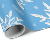 Blauwe winter Snowflake Kerstmis Cadeaupapier (Rol Hoek)