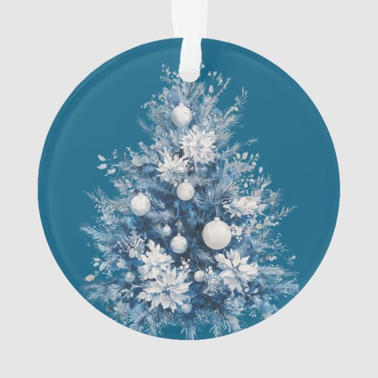 Blauwe winter Snowflake Kerstmis Ornament (achterkant)