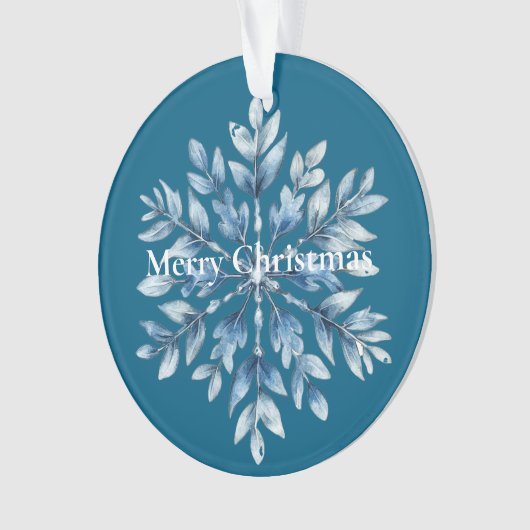 Blauwe winter Snowflake Kerstmis Ornament (voorkant)