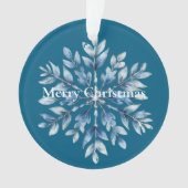 Blauwe winter Snowflake Kerstmis Ornament (voorkant)