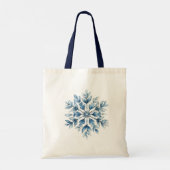 Blauwe winter Snowflake Kerstmis Tote Bag (Achterkant)