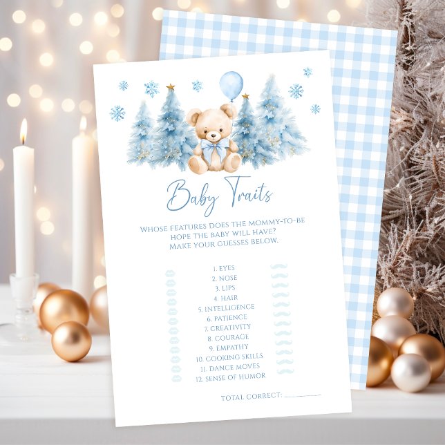 Blauwe Winter Teddy Bear Baby Boy Shower Traits Ga (Creator heeft geüpload)