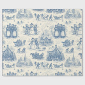 Blauwe Winter Toile Chinoiserie Cadeaupapier (Vlak)