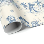 Blauwe Winter Toile Chinoiserie Cadeaupapier (Rol Hoek)