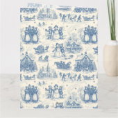 Blauwe Winter Toile Chinoiserie Kaart (Achterkant)