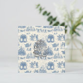 Blauwe Winter Toile Chinoiserie Kaart (Staand voorkant)