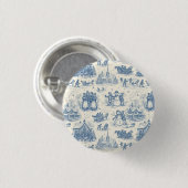 Blauwe Winter Toile Chinoiserie Ronde Button 3,2 Cm (Voorkant /achterkant)