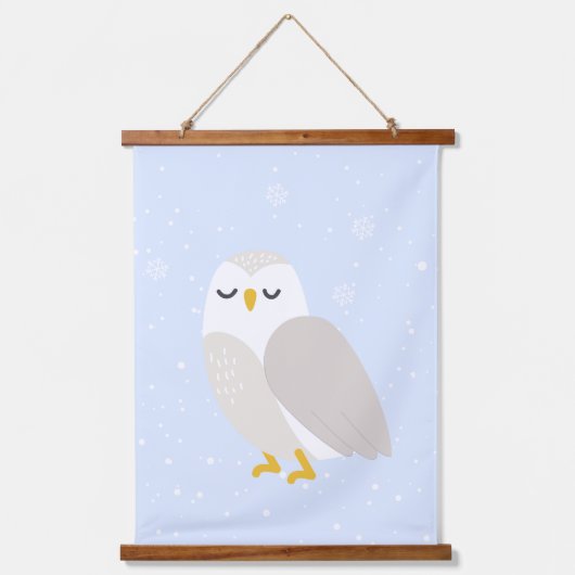 Blauwe Winter | Uil Arctic Animal Nursery Decor Hangend Wandkleed (Voorkant)