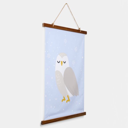 Blauwe Winter | Uil Arctic Animal Nursery Decor Hangend Wandkleed (Gebogen)