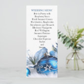 Blauwe Winter Vakantie Bruiloft Menu (Staand voorkant)