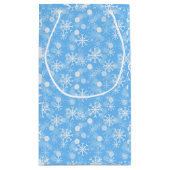 Blauwe Winter Vakantie Snowflake Patroon Gift Bag Klein Cadeauzakje (Achterkant)