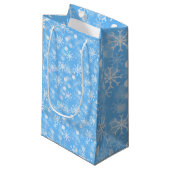 Blauwe Winter Vakantie Snowflake Patroon Gift Bag Klein Cadeauzakje (Voorkant Gekanteld)