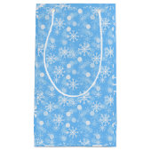 Blauwe Winter Vakantie Snowflake Patroon Gift Bag Klein Cadeauzakje (Voorkant)