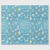 Blauwe Winter Verjaardag Cadeaupapier (Vlak)