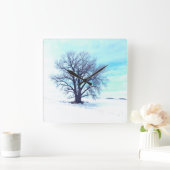 Blauwe winter vierkante klok (Huis)